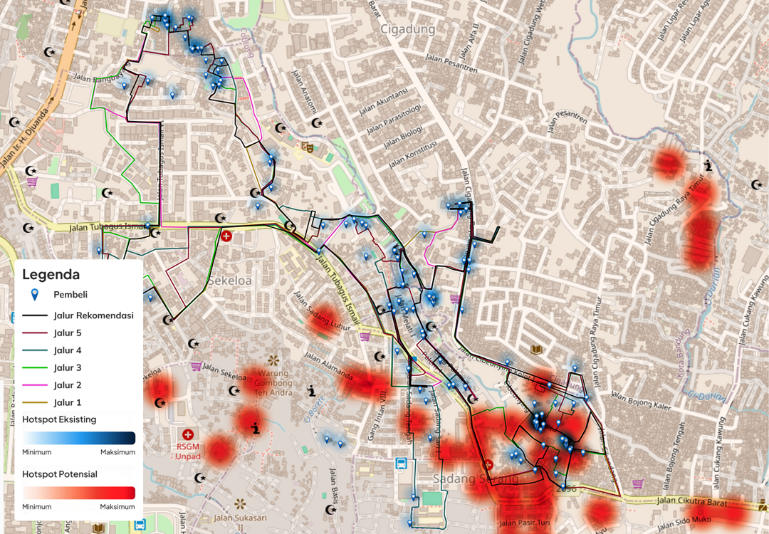Gambar Hasil Analisis dan Rekomendasi Rute Penjualan Hawker